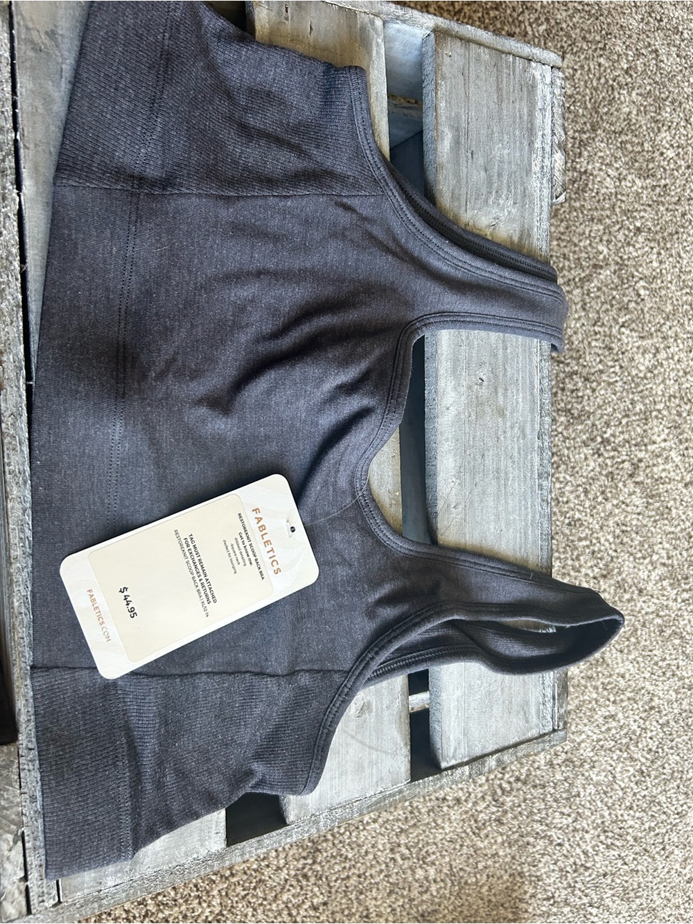 Fabletics Dark Charcoal Scoop-Back Sports Bra